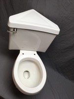 Rare Vtg White Porcelain Complete Corner Toilet Bowl Tank Lid Old Eljer 264-18E