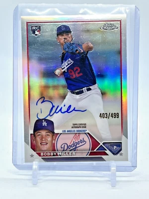 2023 Topps Chrome Bobby Miller RC Refractor Auto #RA-BM /499 Dodgers - Image 1 of 2