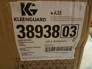 Brand New Box of (25) Kleenguard brand A35 Size LARGE White Hooded Coveralls - Picture 1 of 9