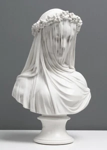 Die verschleierte Jungfrau Büste Statue (die Braut) - geädert & poliert - (13,9 Zoll/35,5 cm) - Bild 1 von 6
