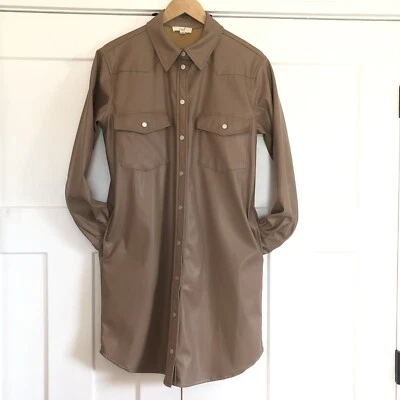 Easel Women’s  Duster Shirt Jacket Shacket Small Trench Coat Faux Leather Cowboy - Image 1 of 4