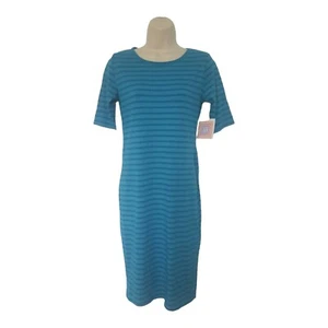 Vestido Julia LuLaRoe Turquesa Azul Aqua Rayas Manga Corta Talla Pequeña S Cómodo Nuevo con Etiquetas - Imagen 1 de 8