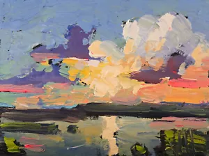 Small Clouds Painting Art Impressionism Studio Color Sketch Canvas Oil Hawkins - Picture 1 of 8