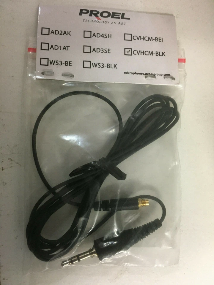 Replacement Headset Microphone Lead Cable 2.5mm Screw Jack Proel for Hcm8 Black