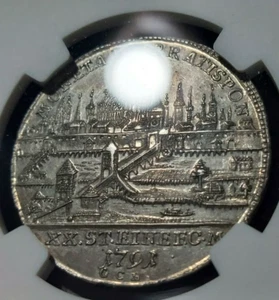 NGC Regensburg 1791 AU-53 1/2 Thaler Silver City View Coin Germany Rare - Picture 1 of 10