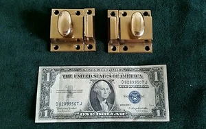 Matched pair of ANTIQUE HEAVY CAST BRONZE cabinet latches restored ready to use - Picture 1 of 7