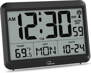 Wallarge Atomic Clock Battery Operated - Large Display Digital Alarm Clock - Picture 1 of 12