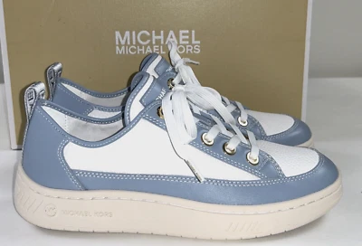 NEW MICHAEL KORS Size 8 Women's Shoes Sneaker Pale Blue White SHEA LACE UP $225 - Image 1 of 4