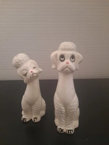 VTG Japan SALT & PEPPER SHAKERS White Poodle Dogs Mid Century Modern - Picture 1 of 5