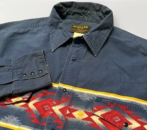 Vintage Pearl Snap Rustler 90s Aztec Southwestern Navajo Cowboy Rodeo Herren XLT - Bild 1 von 5