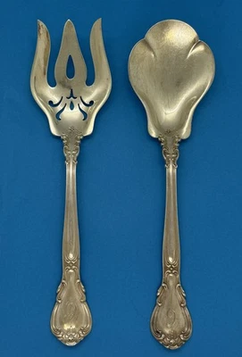 Juego de servir ensalada de plata esterlina Gorham Chantilly 1895 lavado en oro 8-7/8" C mono. Foto 1 de 4