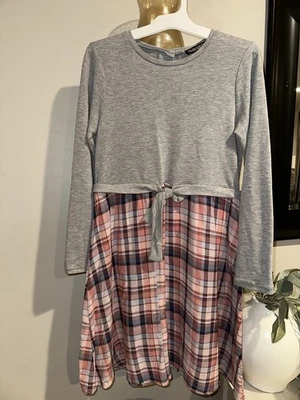 Three Pink Hearts By Trixxi Long Sleeve Plaid Preppy Grunge Dress JUNIOR size XL - Image 1 of 4