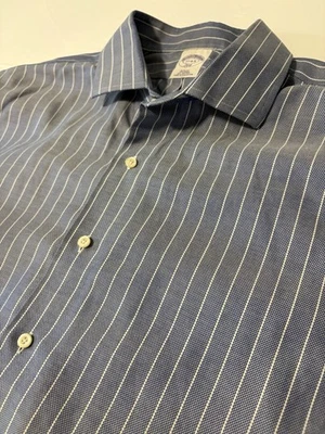 Brooks Brothers 346 Men’s Shirt 17-4/5 Non Iron Slim Fit Blue & White Long Slv - Image 1 of 4