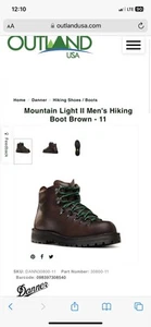 Danner Men’s Mountain Light II Hiking Boot, Brown Size 11D - Picture 1 of 19