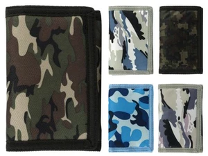 RED X Mens Boys Camouflage Canvas Wallet Tri-Fold Camo Slim Teens - Picture 1 of 11