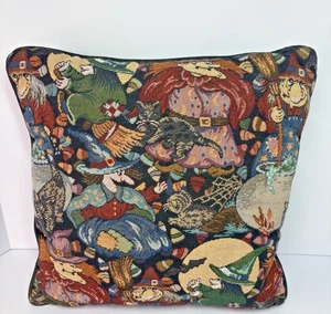 Almohada tapiz vintage Portofino Halloween bruja luna gato calabaza 16" - Imagen 1 de 3