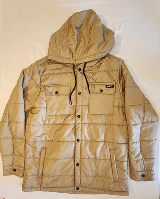 Chaqueta acolchada Hurley Thermal Wall para hombre color tostado con cremallera frontal - talla mediana Foto 1 de 4