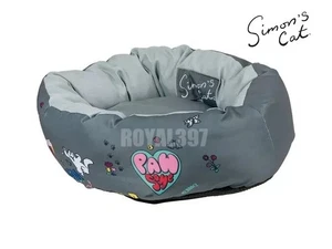 Cama redonda suave y acogedora para mascotas gatos Simon’s Cat con diseño divertido - Ø45 x H15 cm. - Imagen 1 de 2