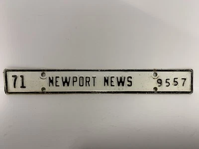 1971 NEWPORT NEWS VA VIRGINIA Automobile License Plate Topper #9557 Town Tax - Изображение 1 из 4