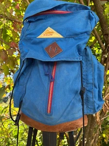Vintage KELTY BACKPACK Leather Bottom 70s RUCKSACK Blue Classic HIKING USA - Picture 1 of 18