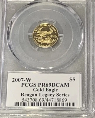 2007 W - Proof 1/10 oz. Gold American Eagle $5 - PCGS PR 69 DCAM - Image 1 of 2
