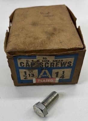 1/2 13 x1-1/4 Cabeza Hexagonal Tapa Tornillos Caja Chapada de 49 Foto 1 de 3