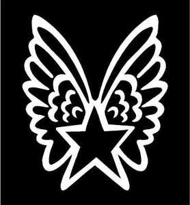 WINGED STAR Vinyl Decal 5" x 6" (11 Colors) - Picture 1 of 11