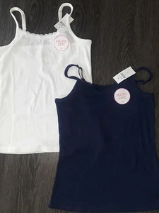 2 Girls justice lace trim braless cami size 10 new navy & white - Picture 1 of 3