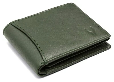 Brand New RFID Protected Green Leather Slim Lightweight Wallet For Men - Image 1 of 4