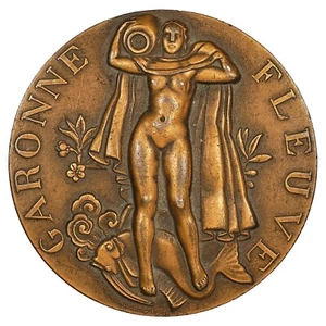 France - médaille Garonne Fleuve - signée Renard 1936 - attribuée - bronze - Picture 1 of 3