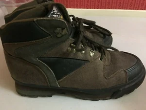 Wolverine Mens Leather Steel Toe Slip Resistant Work Boots Sz 9.5 Brown/Green PO - Picture 1 of 5