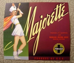 Authentic 1950s Majorette Marching Band Fruit Crate Label - Picture 1 of 1