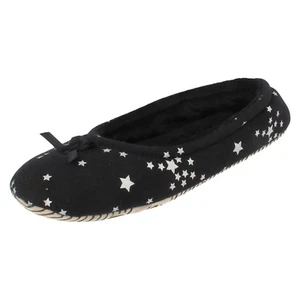 Damas X2R102 Black Star Patrón Pantuflas con Detalle de Arco Por Punto En £6.99 - Imagen 1 de 10