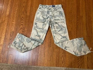 Vintage Limited too girls camo jeans 14 pants glitter seam wide leg cinch hem - Picture 1 of 10