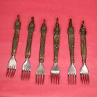 Victorian Old Bastar Art Handmade Brass Fork Kitchen Utensils Cutlery Set of 06