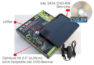 EXTERNES USB DVD-RW CD_ROM DVD-ROM CD-RW MIT GEHÄUSE FÜR 2,5" 6,35cm FESTPLATTE - Bild 1 von 5