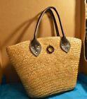 Yankee Candle Straw Bread Bag Tote Reusable Shopping Bag ~17" X 11" X 4"