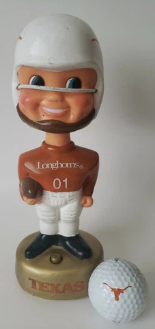 Gemmy Vintage Texas Longhorns University UT 01 Bobblehead & Golf Ball Cover