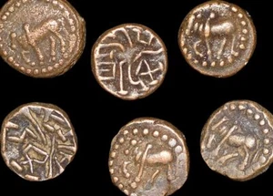 Set of 10 Ancient Indian Nagas Coins, Narwar (C. 200-340 CE), Quarter Kakini(C) - Picture 1 of 1