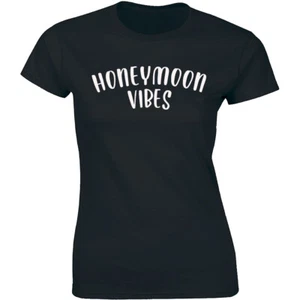 Honeymoon Vibes - Cute Couple Husband Wife Holiday Matching Wedding Gift Tee - Picture 1 of 4