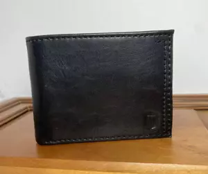Schwarze Wembley-beschichtete Herren-Geldbörse aus Leder mit zwei Falten - Bild 1 von 8