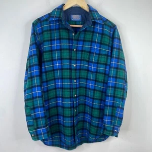 Vintage Pendleton Lodge Shirt 70s Wool Flannel Blue Made In USA M Gorpcore FLAW - Picture 1 of 12