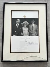 1975 Queen Elizabeth the Queen Mother Signed Christmas Card Framed