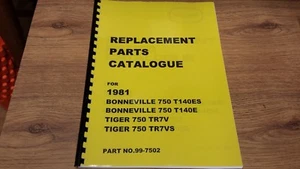 TRIUMPH TR7RV TIGER T140E BONNEVILLE PARTS BOOK MANUAL 1981 - 99-7502 - TP52 - Picture 1 of 2