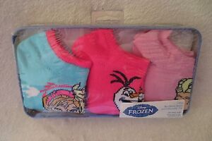 Disney Girl Frozen No Show socks in Collectible Tin 3 Pairs 6-8 1/2 New