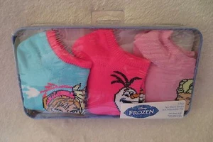 Disney Girl Frozen No Show socks in Collectible Tin 3 Pairs 6-8 1/2 New - Picture 1 of 6