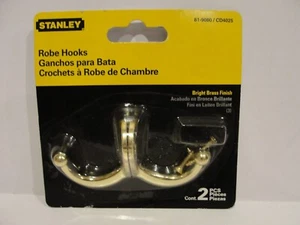 STANLEY 81-9080 / CD4025 GOLD Robe Hooks, Bright Brass Finish, 2 PCS - Picture 1 of 1