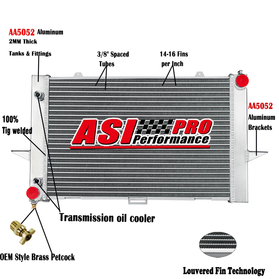 3 Row Aluminum Radiator For 1998-2004 2003 Volvo C70 V70 S70 2.3L 2.4L L5 AT - Imagem 1 de 4