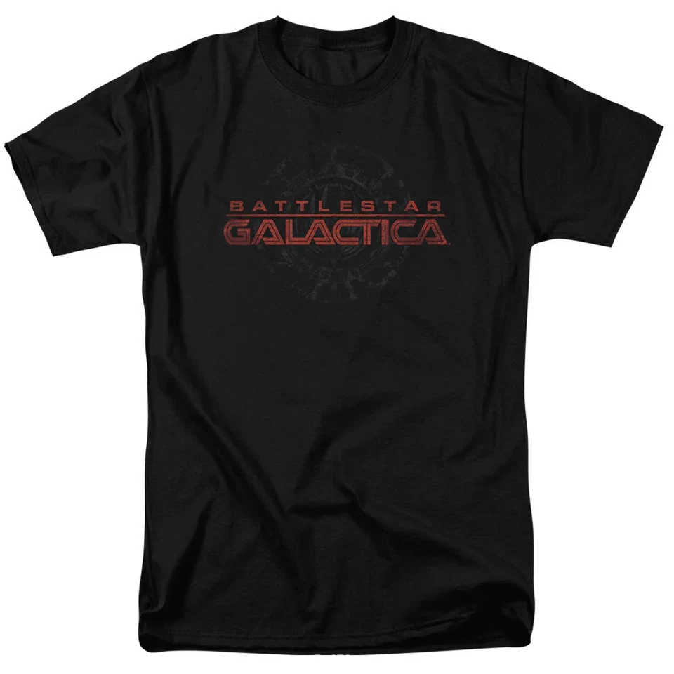 Camiseta negra Battle Star Galactica con logotipo maltratado para hombre Foto 1 de 1