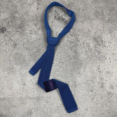 Corbata tejida Ralph Lauren etiqueta púrpura seda azul Foto 1 de 4